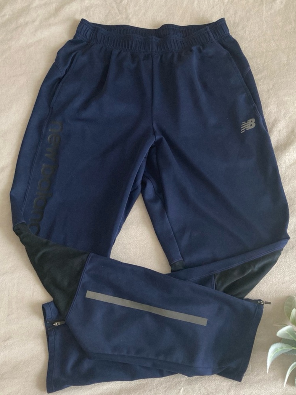 New Balance Navy Track Joggers with Reflective Stripe